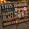 Custom Home Decor Metal Sign - Personalized Summer Vacation And Travel Gifts For Husband And Wife, Him And Her - Our Patriotic Happy Place