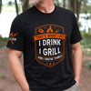 Custom BBQ Unisex T-Shirt With Design On Sleeve - Personalized Grilling Gifts For BBQ Lovers, Husband, Son, Grandson, Brother, Grandpa, Dad, Yourself - Grill Master Mode