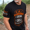 Custom BBQ Unisex T-Shirt With Design On Sleeve - Personalized Grilling Gifts For BBQ Lovers, Husband, Son, Grandson, Brother, Grandpa, Dad, Yourself - Grill Master Mode