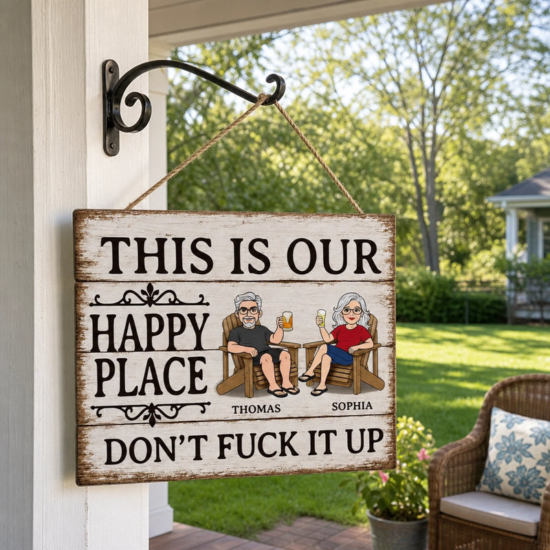 Custom Wood Sign - Personalized Anniversary Wedding Gifts For Husband And Wife, Him And Her - Our Favorite Place