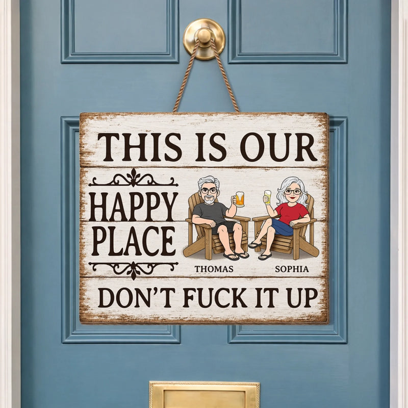 Custom Wood Sign - Personalized Anniversary Wedding Gifts For Husband And Wife, Him And Her - Our Favorite Place