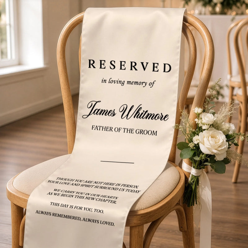 Custom Wedding Chair Sign - Personalized Memorial Sympathy Gifts For Brides & Grooms - Forever In Our Hearts