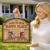 Custom Wood Sign - Personalized Summer Vacation And Travel Gifts For Husband And Wife, Him And Her - Our Happy Spot