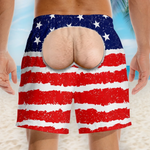 Custom Funny Patriotic Men Swim Trunks - Personalized Birthday Gifts For Husband, Son, Grandson, Brother, Grandpa, Dad, Yourself - The View Wins