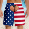 Custom Funny Patriotic Men Swim Trunks - Personalized Birthday Gifts For Husband, Son, Grandson, Brother, Grandpa, Dad, Yourself - Worth A Second Look