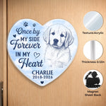Custom Photo Acrylic Fridge Magnet - Personalized Pet Memorial Sympathy Gifts For Dogs, Cats - You Left Paw Prints On My Heart Forever