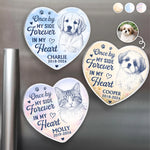 Custom Photo Acrylic Fridge Magnet - Personalized Pet Memorial Sympathy Gifts For Dogs, Cats - You Left Paw Prints On My Heart Forever