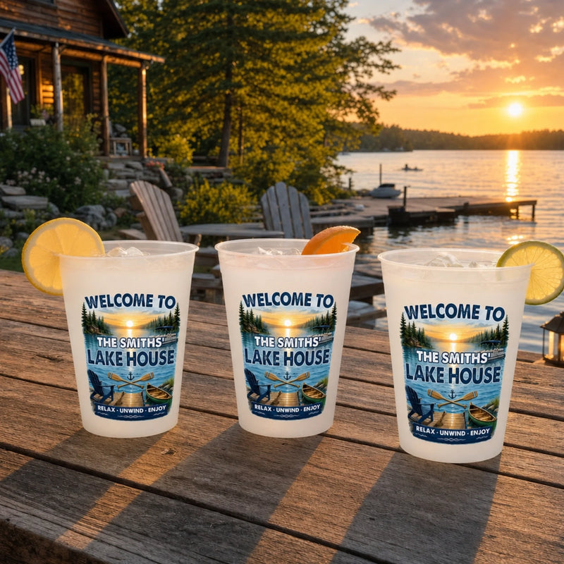 Custom Lake House Party Cups - Personalized Summer Vacation And Travel Gifts For Mom, Dad, Brother, Sister - Lake Days Forever