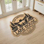 Custom Lake House Shaped Doormat - Personalized Summer Vacation And Travel Gifts For Mom, Dad, Brother, Sister - Peace Found Here