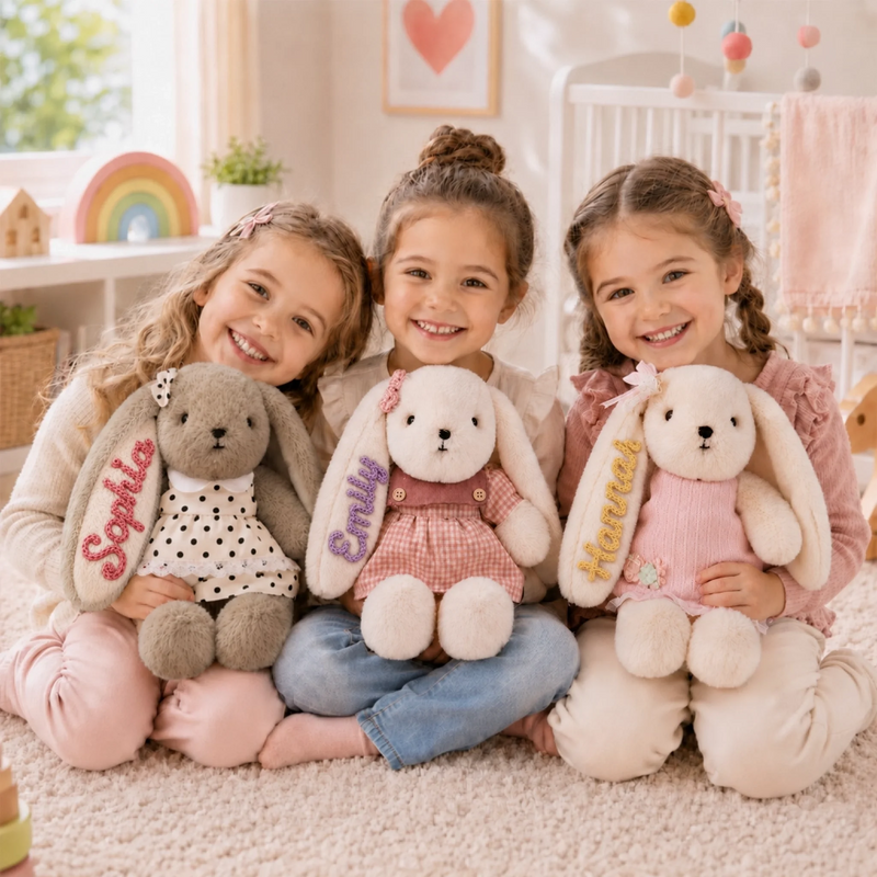 Custom Embroidered Bunny Plush - Personalized Baby Shower, Gender Reveal Gifts For New Moms, New Dads, New Parents - Welcome Little Miracle