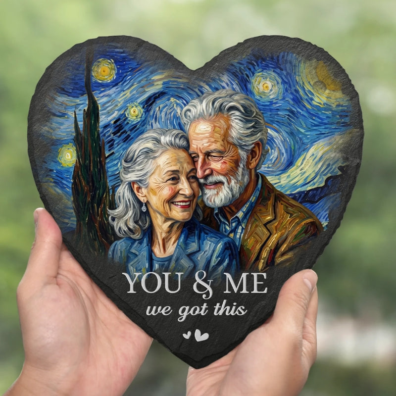 Custom Photo Heart Shaped Stone With Stand - Personalized Anniversary Wedding Gifts For Husband And Wife, Him And Her - Our Love, A Timeless Masterpiece