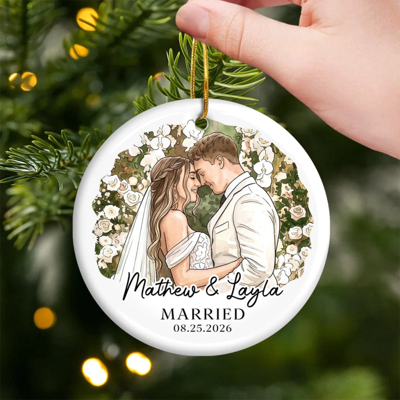 Custom Photo First Christmas Ceramic Ornament - Personalized Anniversary Christmas Wedding Gifts For Couple, Husband, Wife - The Best Roll Of My Life