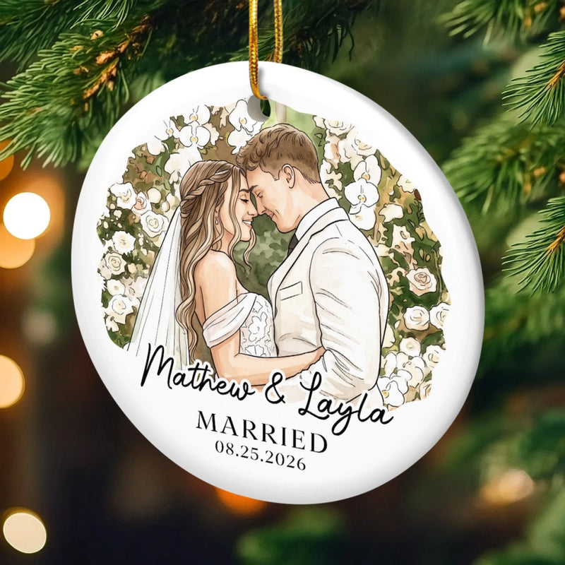 Custom Photo First Christmas Ceramic Ornament - Personalized Anniversary Christmas Wedding Gifts For Couple, Husband, Wife - The Best Roll Of My Life