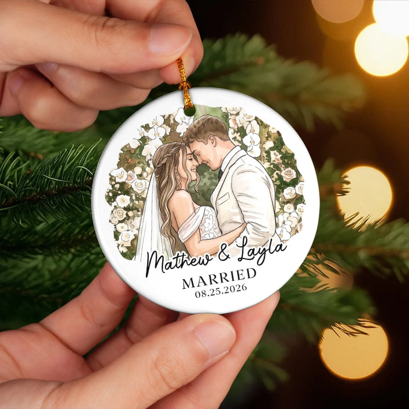 Custom Photo First Christmas Ceramic Ornament - Personalized Anniversary Christmas Wedding Gifts For Couple, Husband, Wife - The Best Roll Of My Life