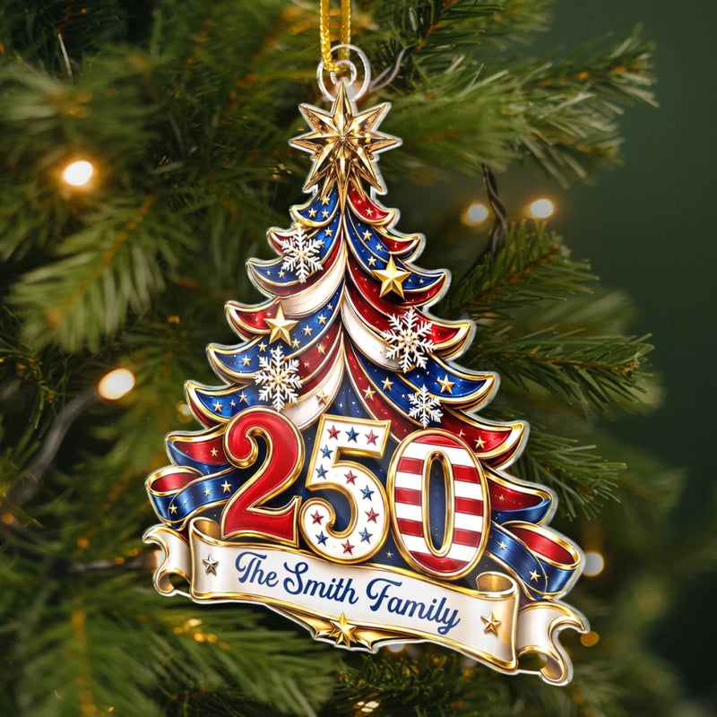 Custom Acrylic Ornament - Personalized America 250th Anniversary Gifts For Mom, Dad, Brother, Sister - Celebrating Freedom Together