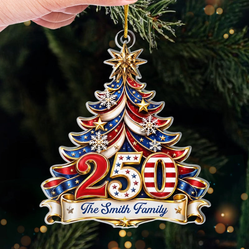 Custom Acrylic Ornament - Personalized America 250th Anniversary Gifts For Mom, Dad, Brother, Sister - Celebrating Freedom Together