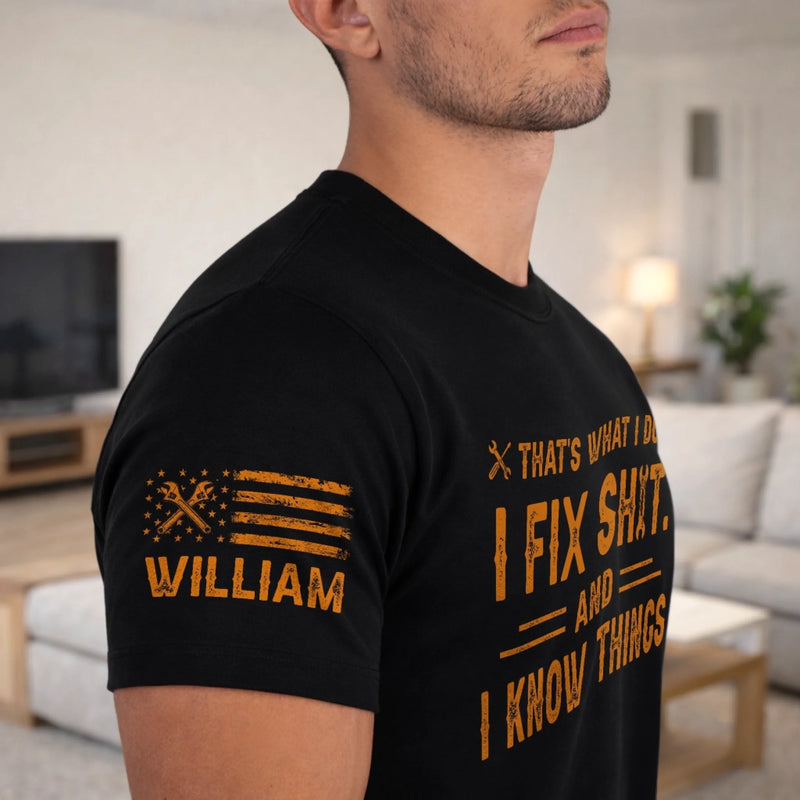 Custom Mechanic T-Shirt - Personalized Birthday Gifts For Husband, Son, Grandson, Brother, Grandpa, Dad, Yourself - Built To Repair