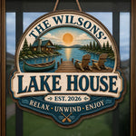 Custom Lake House Wood Sign - Personalized Summer Vacation And Travel Gifts For Mom, Dad, Brother, Sister - Home Is Where The Lake Is
