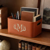 Custom Leather Storage Basket - Personalized Birthday Gifts For Husband, Son, Grandson, Brother, Grandpa, Dad, Yourself - Made For Adventure