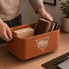 Custom Leather Storage Basket - Personalized Birthday Gifts For Husband, Son, Grandson, Brother, Grandpa, Dad, Yourself - Made For Adventure