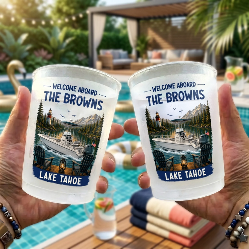 Custom Boating Party Cups - Personalized Summer Vacation And Travel Gifts For Mom, Dad, Brother, Sister - Good Times Great Crew