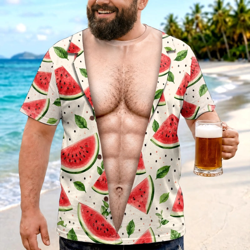 Custom Funny T-shirt - Personalized Halloween Costume Summer Vacation And Travel Gifts For Husband, Son, Grandson, Yourself - Tropical Fruit Party