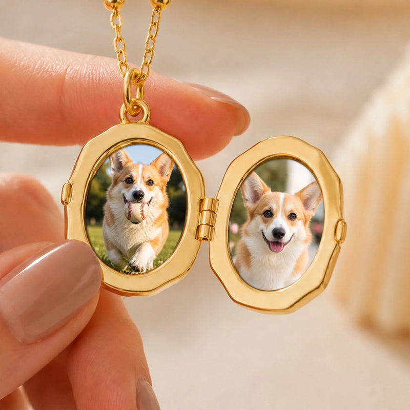 Custom Photo Butterfly Locket - Personalized Pet Memorial Sympathy Gifts For Dogs, Cats - Forever In My Heart