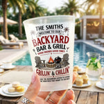 Custom Backyard Bar Party Cups - Personalized Summer Vacation And Travel Gifts For Mom, Dad, Brother, Sister - Savor The Moment
