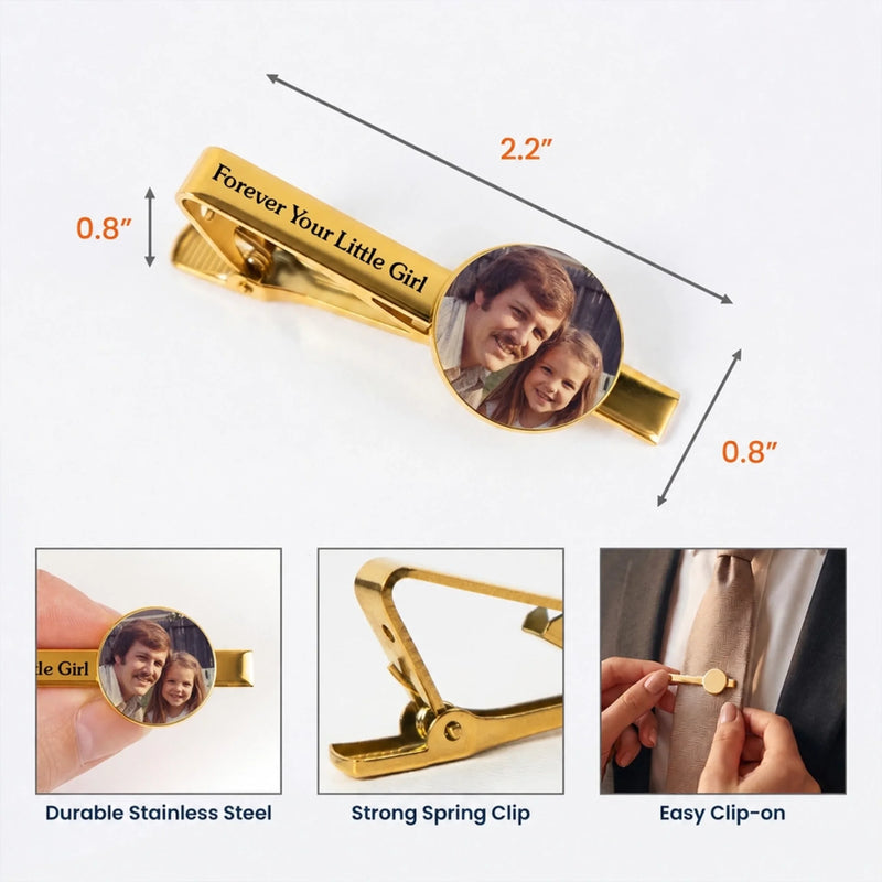 Custom Photo Tie Clip - Personalized Wedding Gifts For Dad, Grandpa, Groom, Groomsmen - Walking Down The Aisle Together