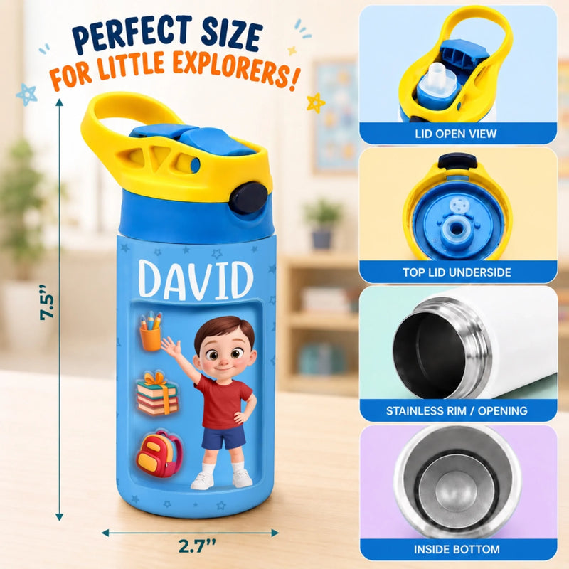 Custom Kids Backpack & Water Bottle Set - Personalized Back To School Gifts For Kids - Ready For What’s Next
