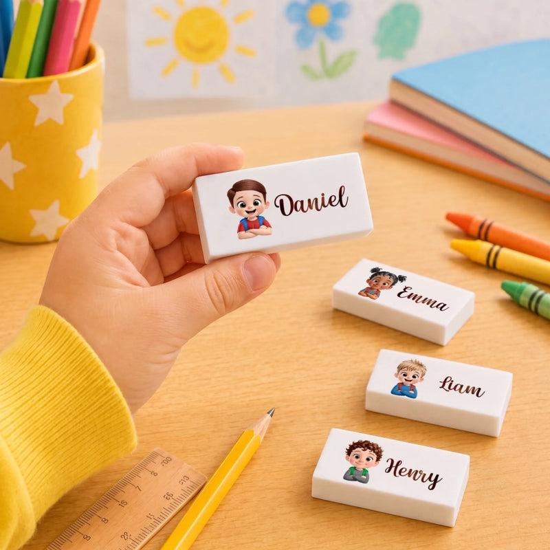 Custom Kids White Eraser - Personalized Back To School Gifts For Kids - New Adventures Await