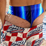 Custom Funny Men Swim Trunks - Personalized Birthday Gifts For Husband, Son, Grandson, Brother, Grandpa, Dad, Yourself - Freedom Never Looked So Cheeky
