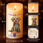 Custom Photo Day Of The Dead LED Candle - Personalized Pet Memorial Sympathy Gifts For Dogs, Cats - In Loving Memory - Mexican Hispanic Style