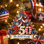 Custom Acrylic Ornament - Personalized America 250th Anniversary Christmas Gifts For Mom, Dad, Brother, Sister - Celebrating Freedom Together