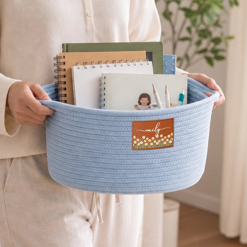 Custom Woven Rope Basket - Personalized Birthday Gifts For Him, Her - Choose Happy Every Day