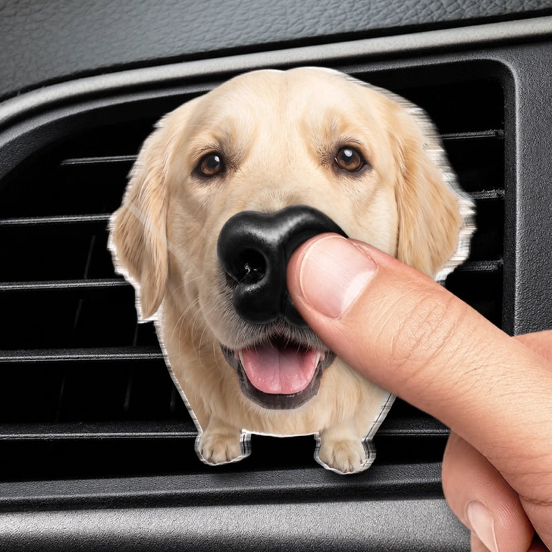 Custom Photo Squishy Nose Car Vent Clip – Personalized Birthday Gifts For Dog Lovers, Dog Dad And Mom - Happiness Is A Wagging Nose