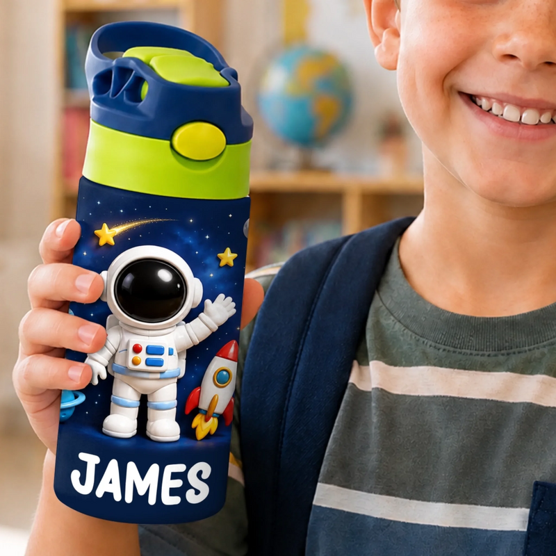 Custom Photo Kids Insulated Water Bottle - Personalized Back To School Gifts For Kids - Start Your Engines