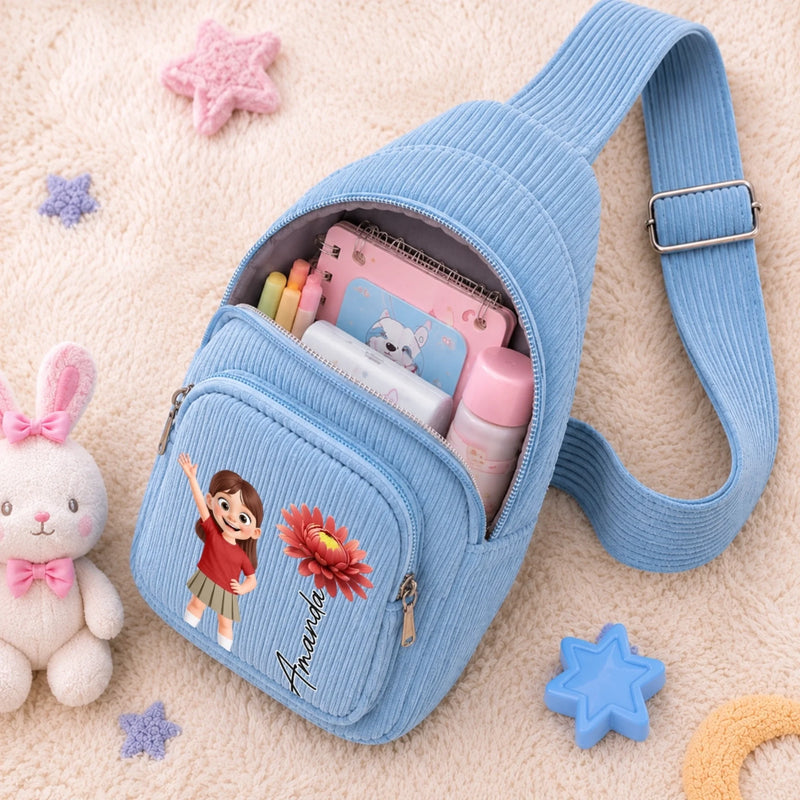 Custom Corduroy Sling Bag - Personalized Birthday Gifts For Kids - Adventure Awaits