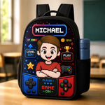 Custom Kids Front Printed Backpack - Personalized Back To School Gifts For Kids - School Mode Game On