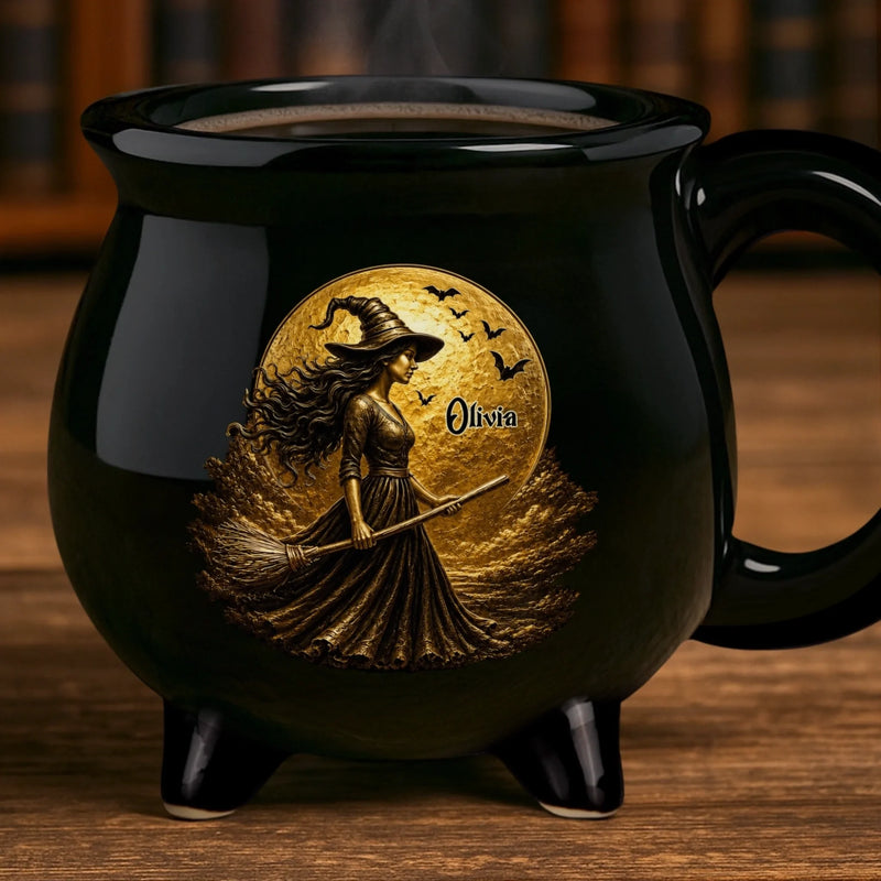 Custom 12oz Ceramic Cauldron Coffee Mug - Personalized Halloween Witchy Gifts For Wife, Daughter, Besties, Sisters, Granddaughter, Grandma, Mom, Yourself - Magic Is In My Soul
