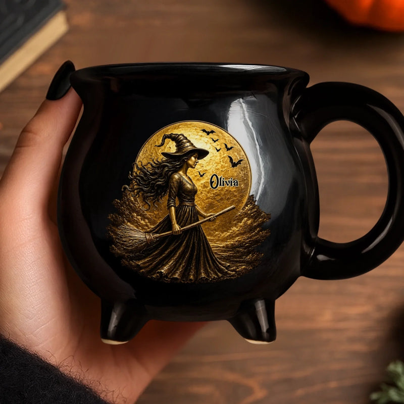 Custom 12oz Ceramic Cauldron Coffee Mug - Personalized Halloween Witchy Gifts For Wife, Daughter, Besties, Sisters, Granddaughter, Grandma, Mom, Yourself - Magic Is In My Soul