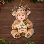 Custom Photo First Christmas Acrylic Ornament - Personalized Christmas Baby Shower, Gender Reveal Gifts For New Moms, New Dads, New Parents - Wrapped In Love On Your First Christmas