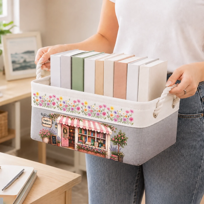 Custom Storage Basket - Personalized Bookish Gifts For Book Lovers, Bookworms, Readers - My Little Corner Bookshop