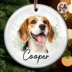 Custom Photo Ceramic Ornament - Personalized Pet Christmas Memorial Sympathy Gifts For Dogs, Cats - Forever Loved Never Forgotten