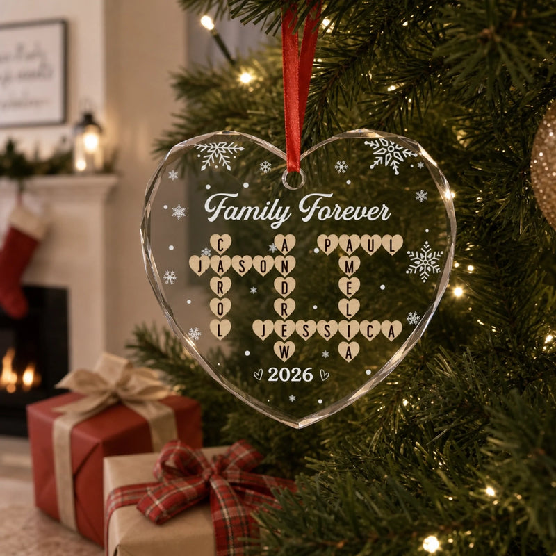 Custom Scrabble Circle Glass Ornament -  Personalized Christmas Birthday Gifts For Mom, Dad, Brother, Sister, Kids - Where Hearts Feel At Home