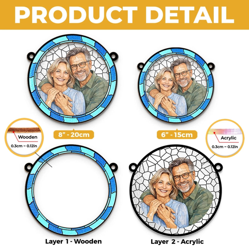 Custom Photo Where There Is Love There Is Life - Couple Personalized Window Hanging Suncatcher Ornament - Gift For Husband Wife, Anniversary