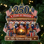 Custom Acrylic Ornament - Personalized America 250th Anniversary Christmas Gifts For Mom, Dad, Brother, Sister - Home Of Freedom And Love