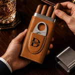 Custom Cigar Leather Case With Cutter - Personalized Birthday Gifts For Husband, Son, Grandson, Brother, Grandpa, Dad, Yourself - Smoke Slow Live Well