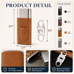 Custom Cigar Leather Case With Cutter - Personalized Birthday Gifts For Husband, Son, Grandson, Brother, Grandpa, Dad, Yourself - Good Cigars Great Days