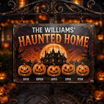 Custom Pumpkin Home Decor Metal Sign - Personalized Halloween Birthday Gifts For Mom, Dad, Brother, Sister - Making Memories One Scare Away